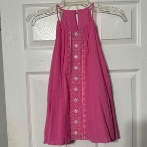 NWT Francesca’s Blue Rain Pink Embroidered Halter Top